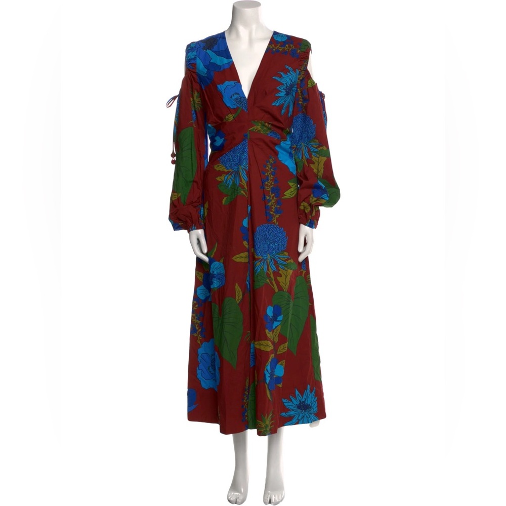 Farm Rio x Anthropologie Long Sleeve V-neck Midi Dress